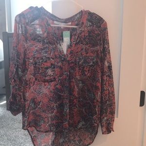 Collective Concepts, Rilo Button Up Blouse, XSP, Navy/Orange